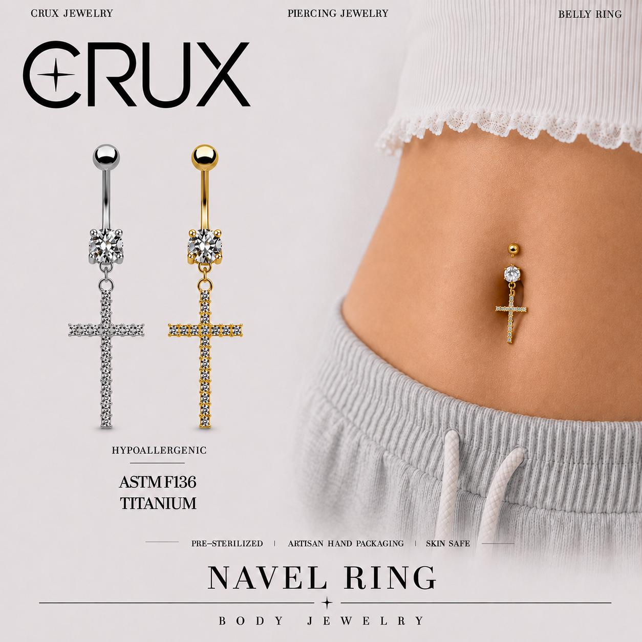 Dangle Cross Titanium Belly Ring