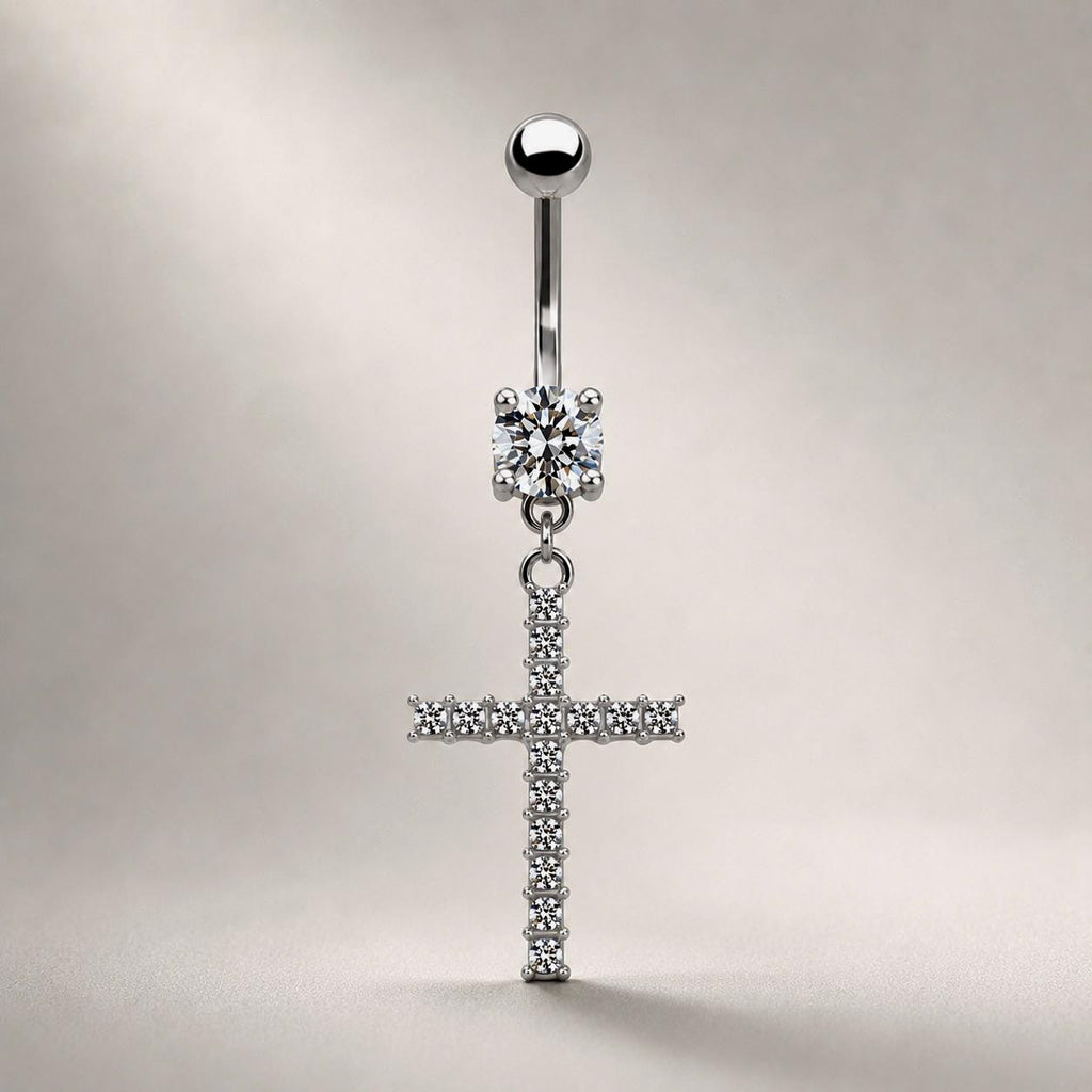Dangle Cross Titanium Belly Ring detail 5