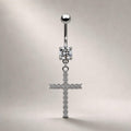 Dangle Cross Titanium Belly Ring detail 5