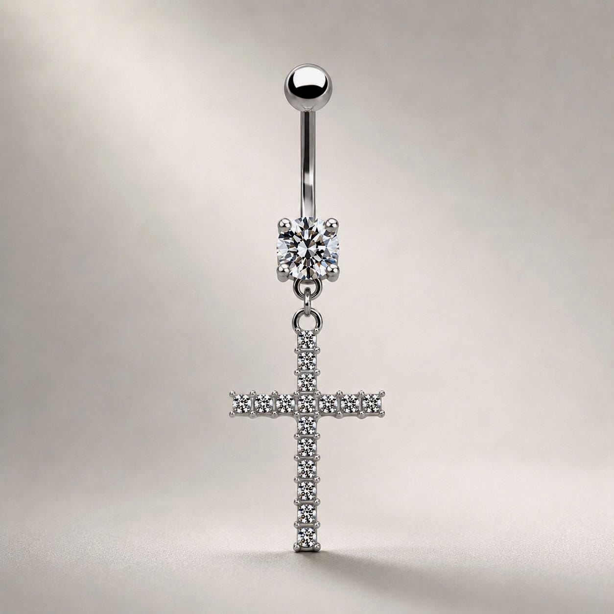 Dangle Cross Titanium Belly Ring detail 5