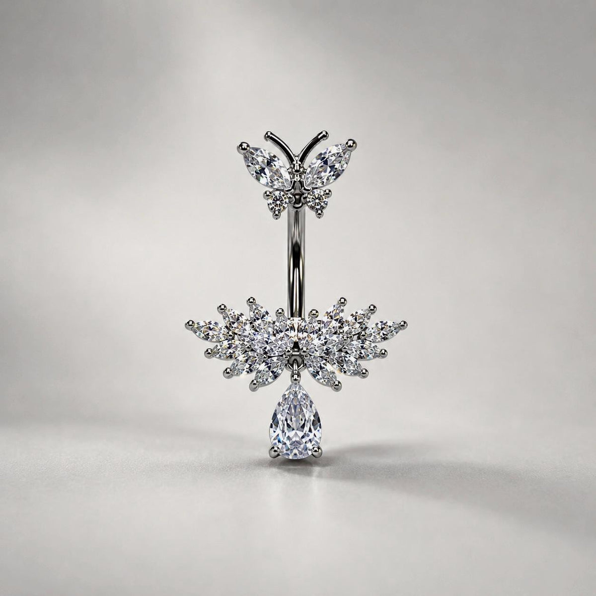 Butterfly Dangle Titanium Belly Ring detail 4