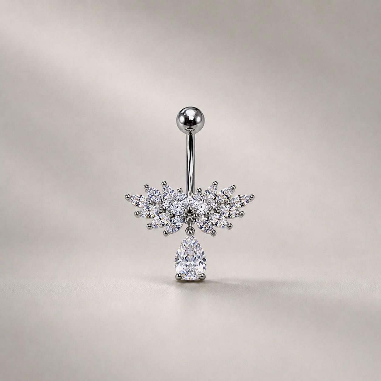 Butterfly Dangle Titanium Belly Ring detail 6