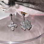 Floral CZ Titanium Belly Ring detail 3