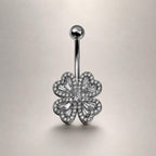 Floral CZ Titanium Belly Ring detail 4