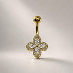 Floral CZ Titanium Belly Ring detail 6