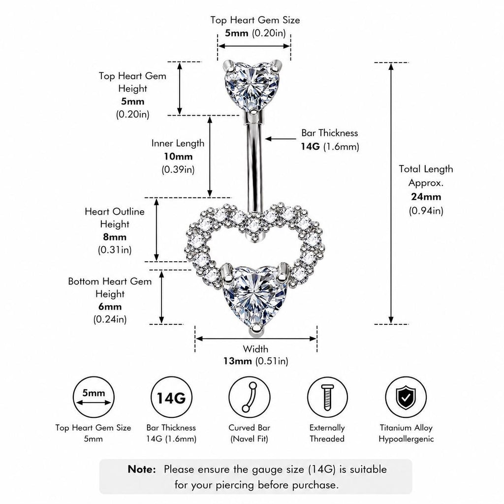 Hollow Heart Titanium Belly Ring detail 12