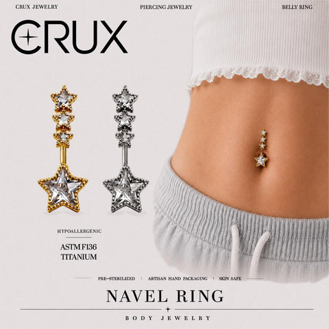 Star Dangle Titanium Belly Ring