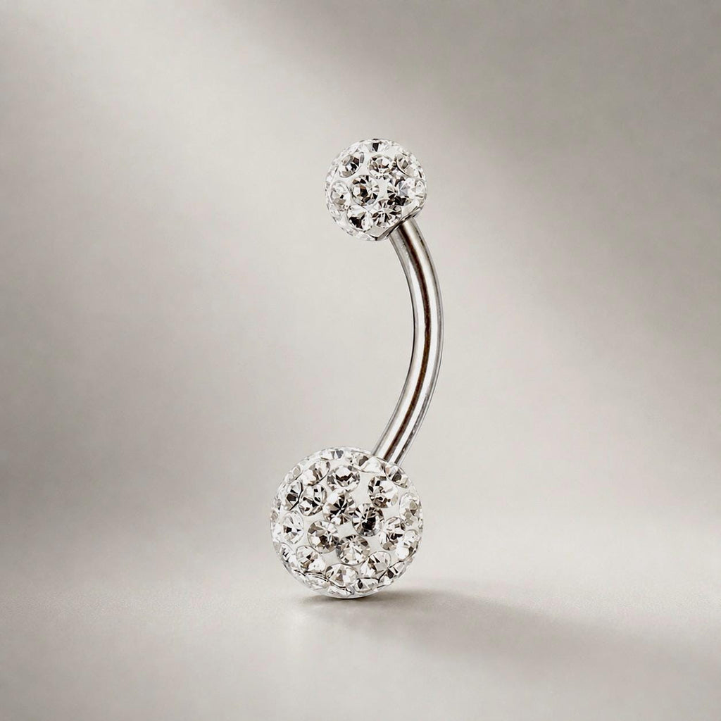 Pavé Ball Titanium Belly Ring detail 8