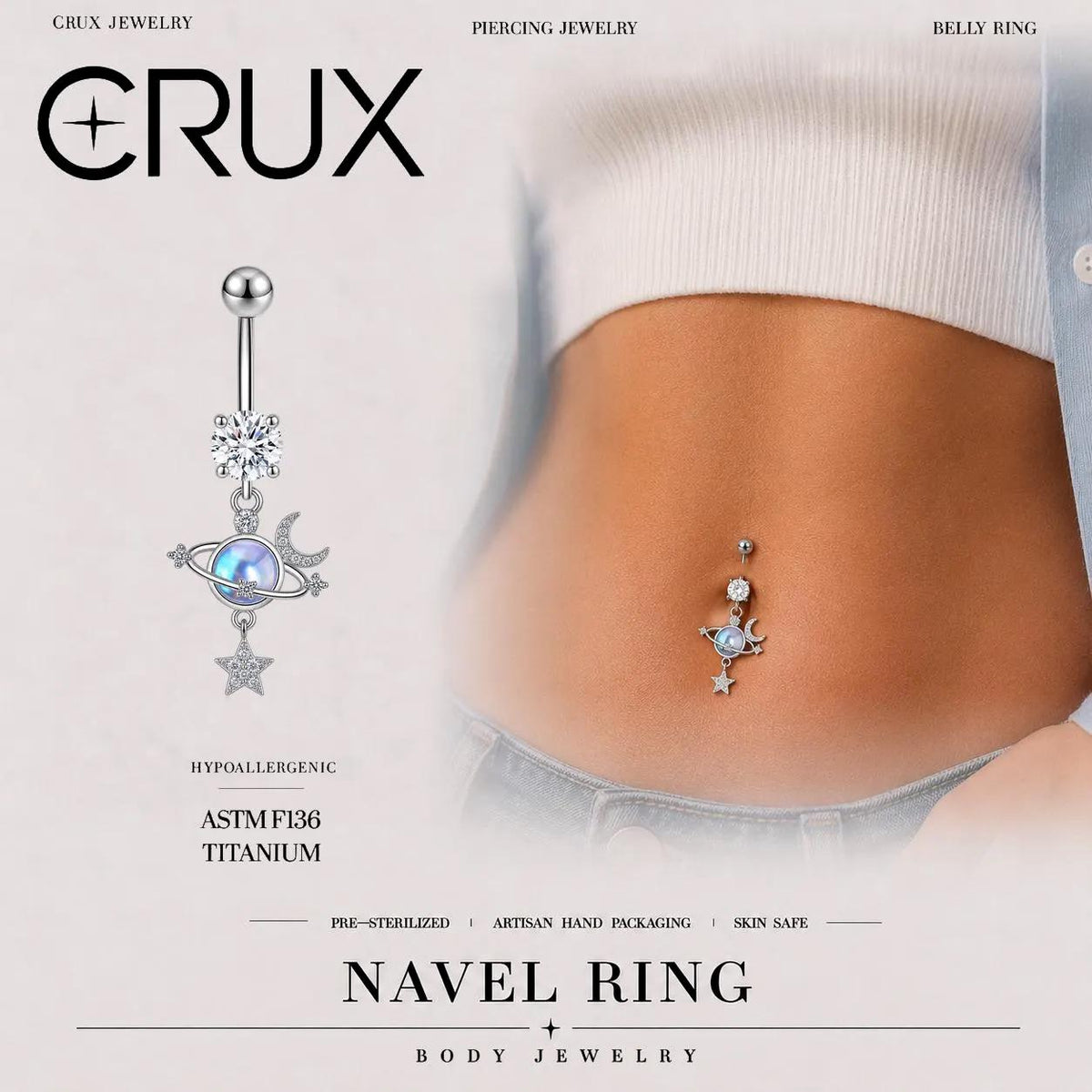 Opal Planet Titanium Belly Ring