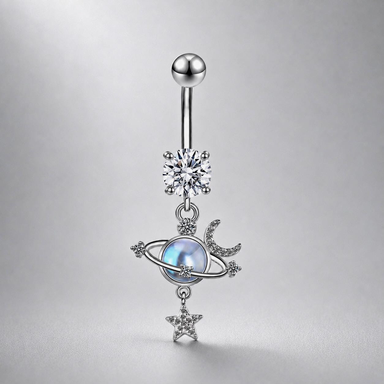 Opal Planet Titanium Belly Ring detail 4