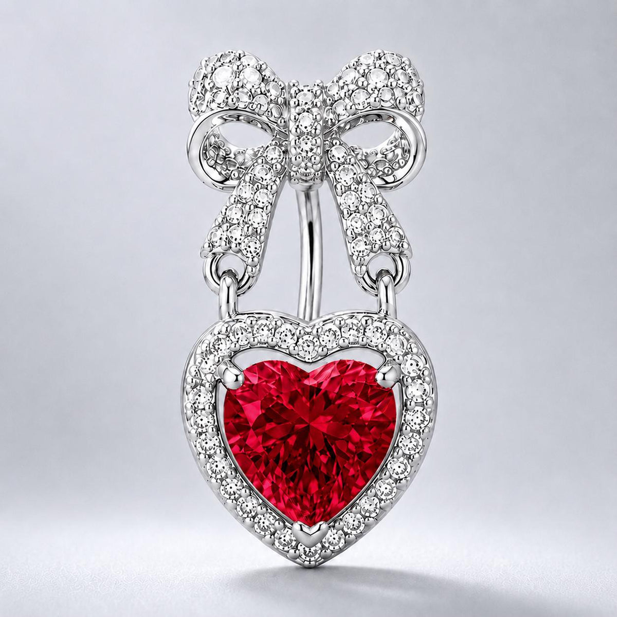 Bow Heart Titanium Belly Ring detail 9