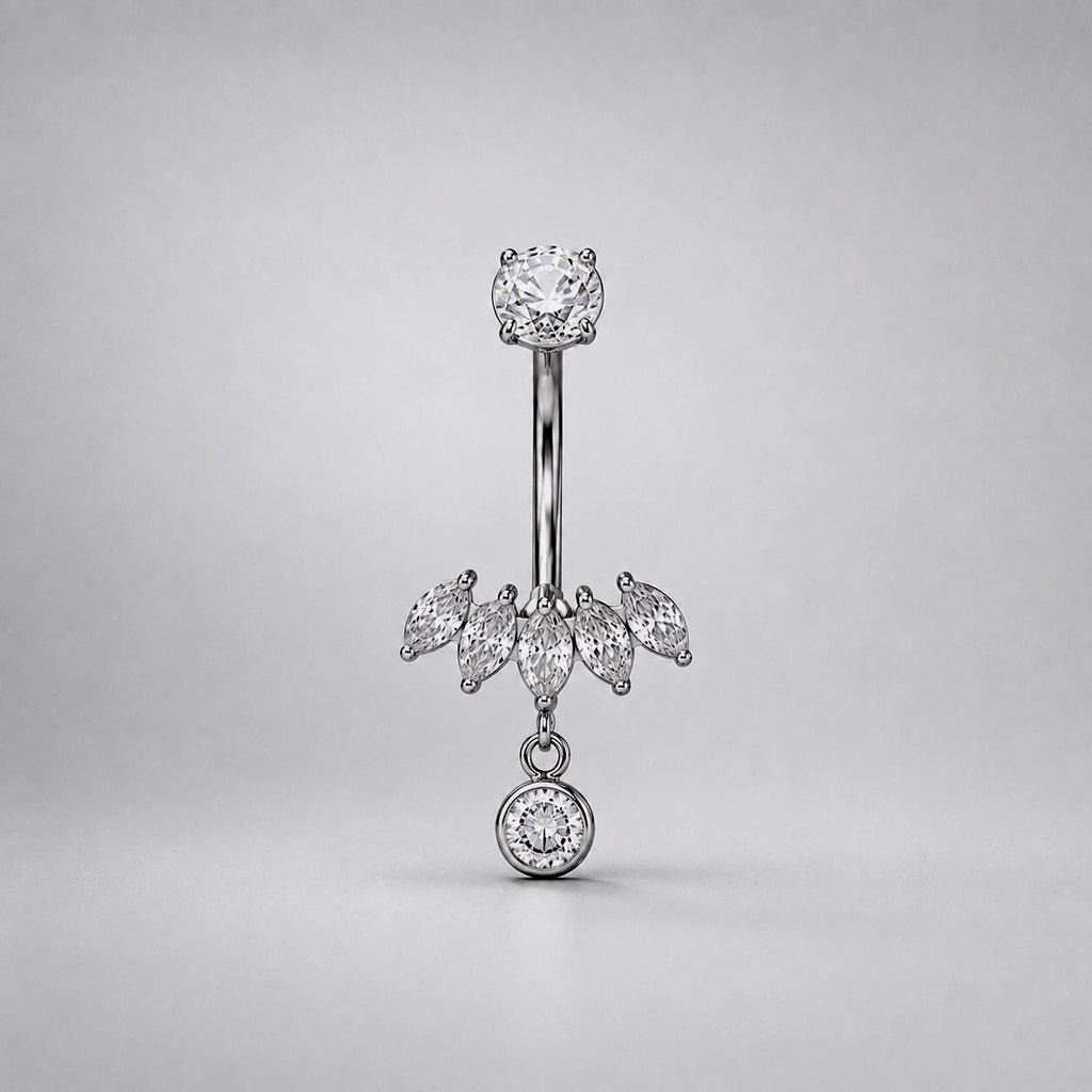 Leaf Dangle Titanium Belly Ring detail 3
