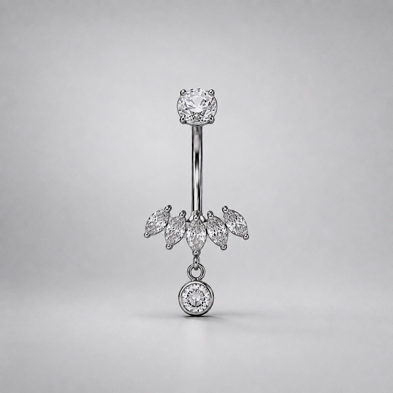 Leaf Dangle Titanium Belly Ring detail 3