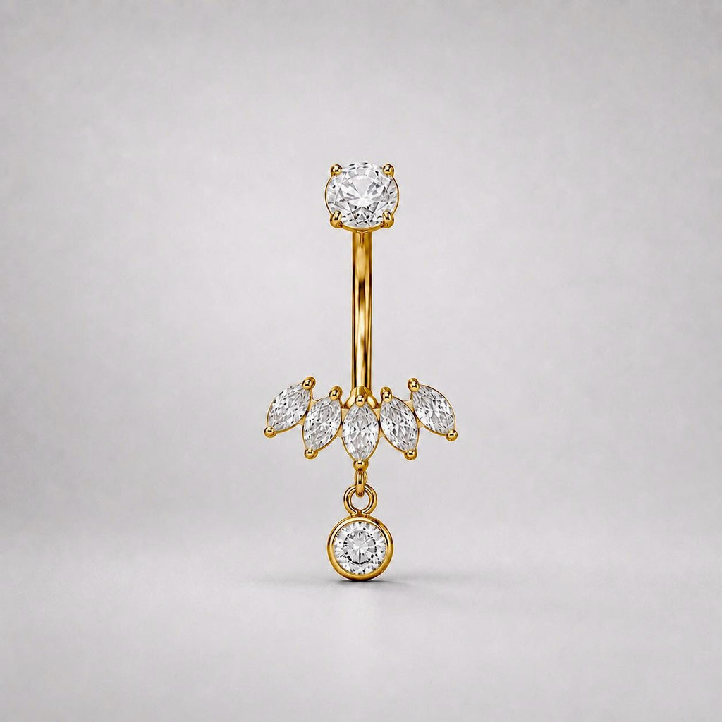 Leaf Dangle Titanium Belly Ring detail 4