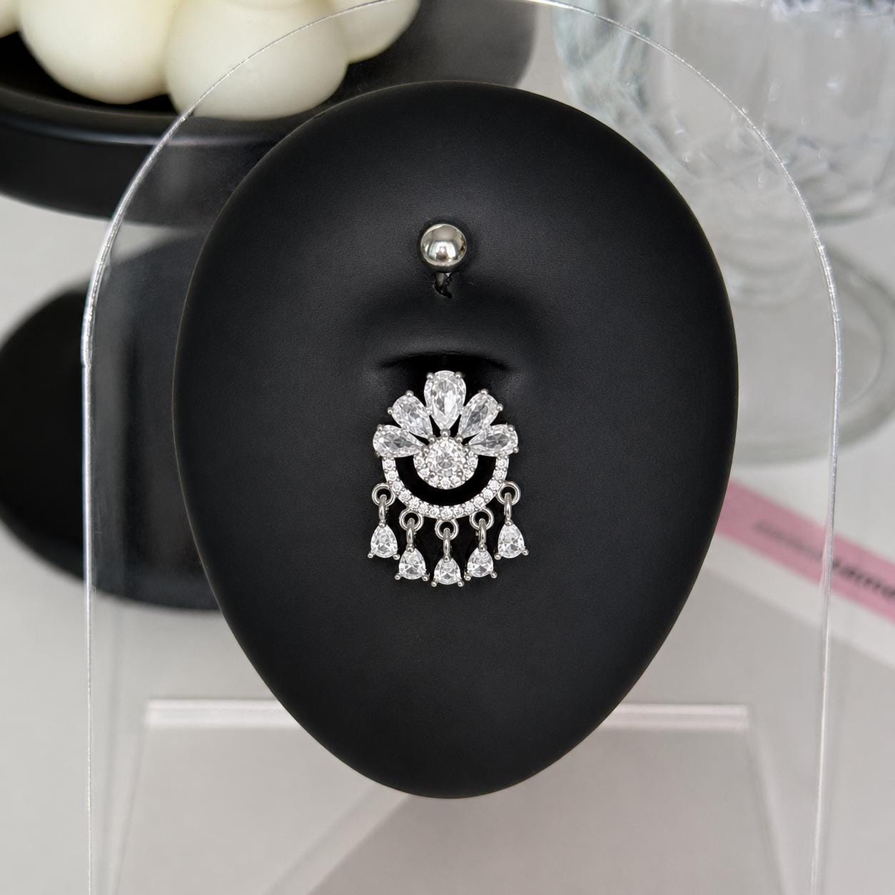 Crown Chandelier Titanium Belly Ring detail 3