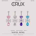 Ribbon Gem Titanium Belly Ring