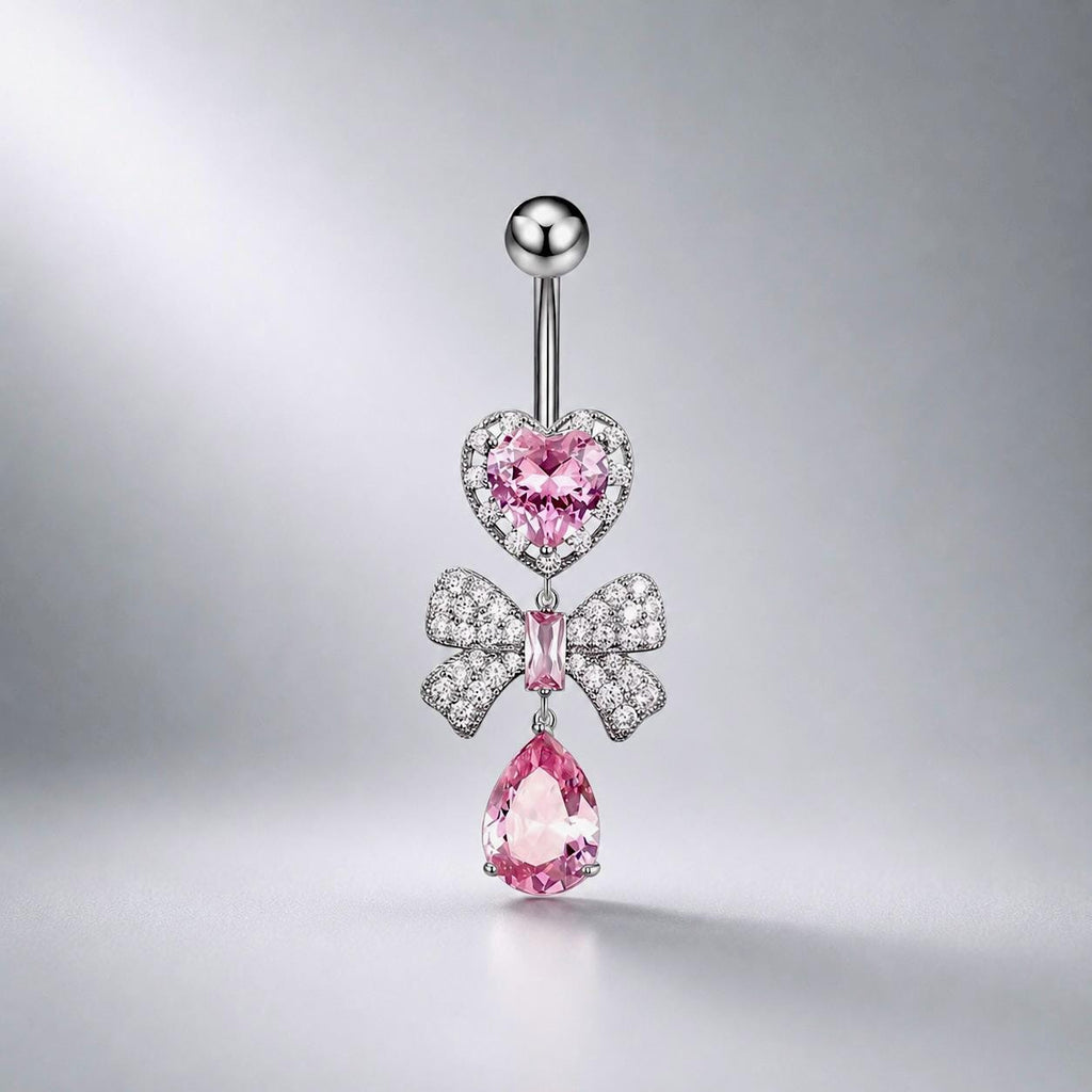 Ribbon Gem Titanium Belly Ring detail 6