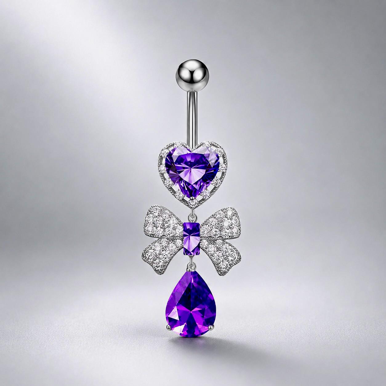 Ribbon Gem Titanium Belly Ring detail 7