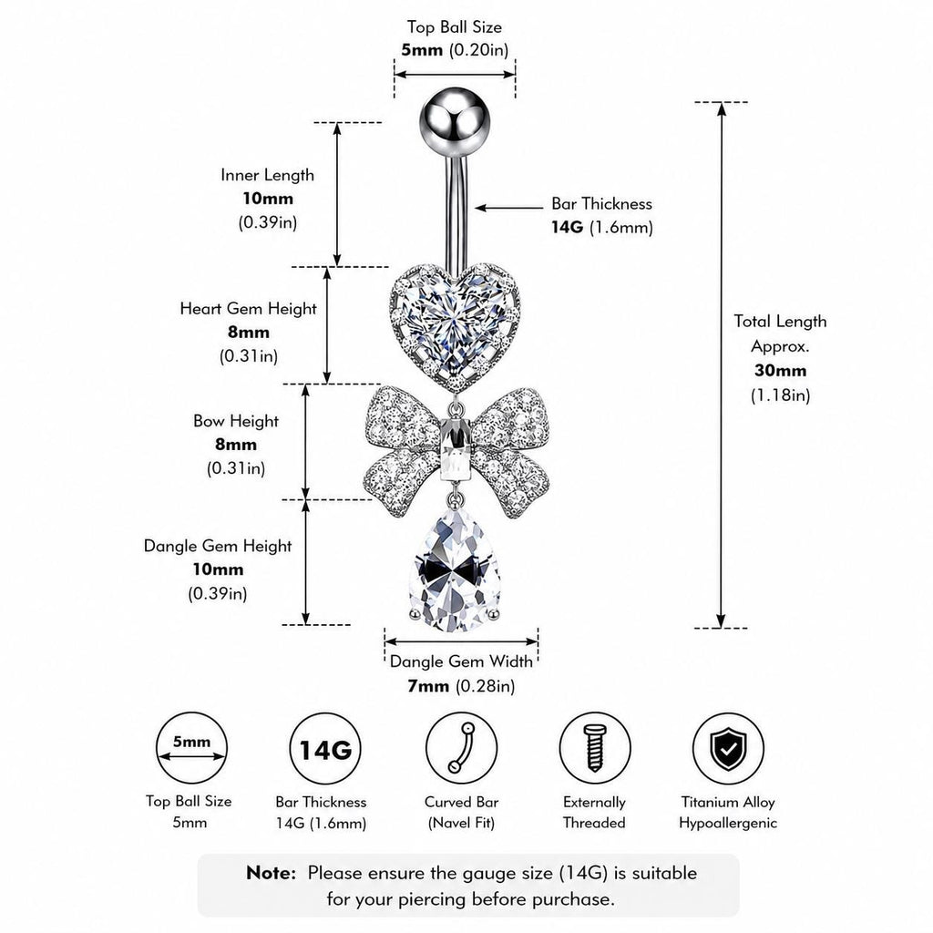 Ribbon Gem Titanium Belly Ring detail 9