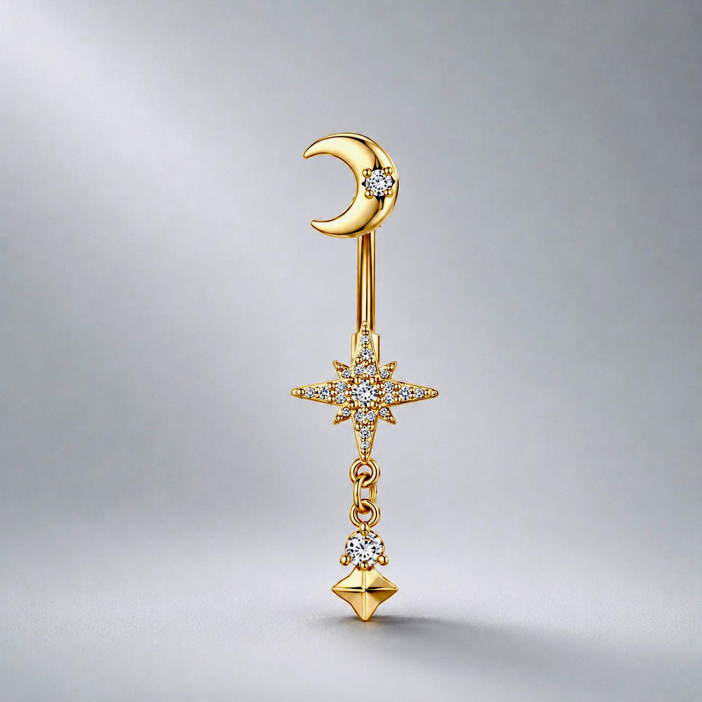 Moon Star Titanium Belly Ring detail 6