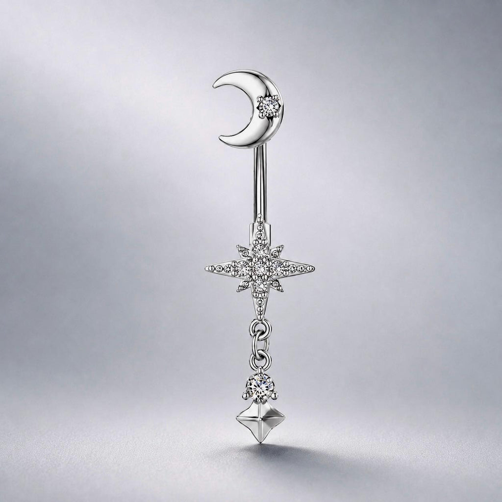 Moon Star Titanium Belly Ring detail 7