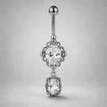 Oval Gem Titanium Belly Ring detail 5