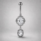 Oval Gem Titanium Belly Ring detail 5