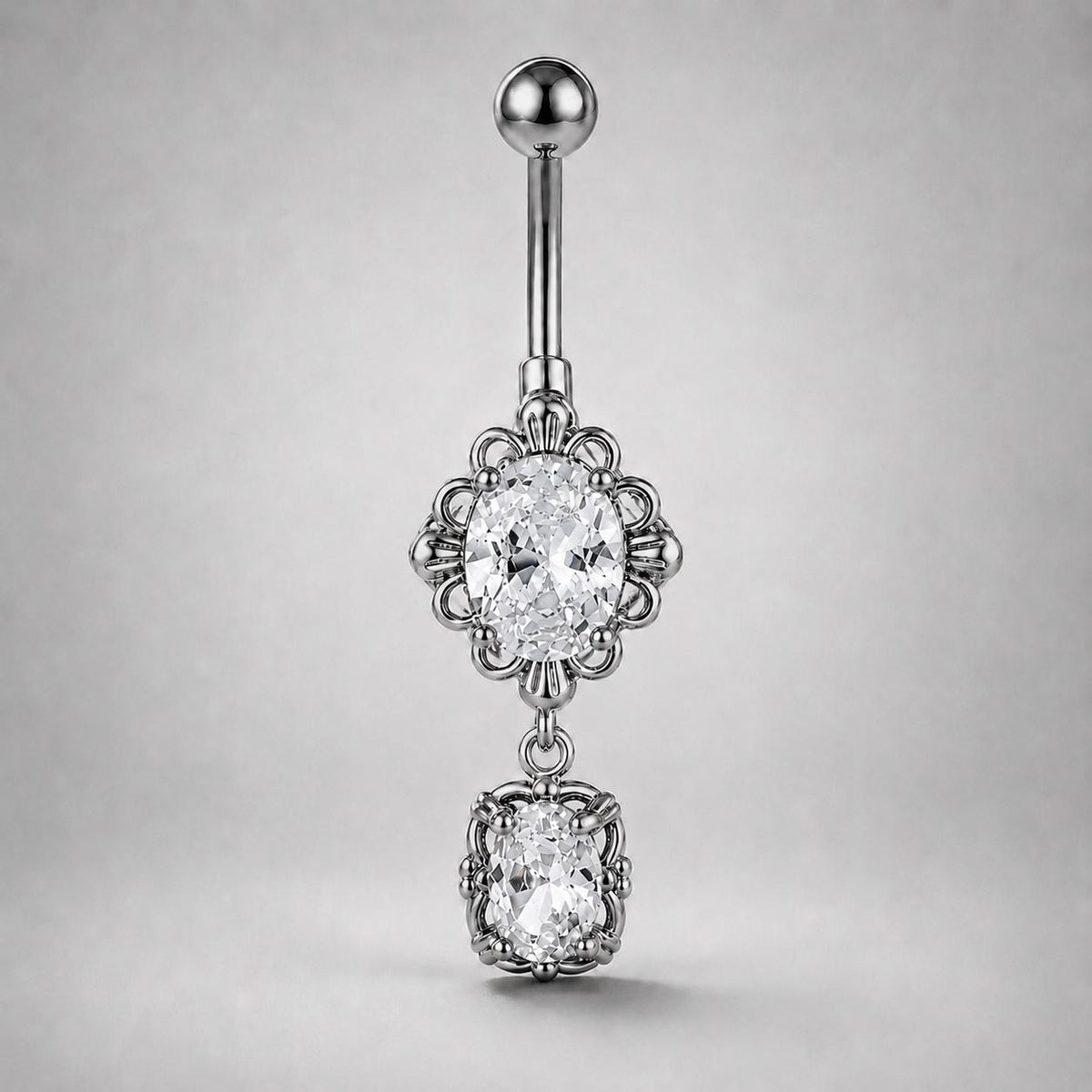 Oval Gem Titanium Belly Ring detail 5