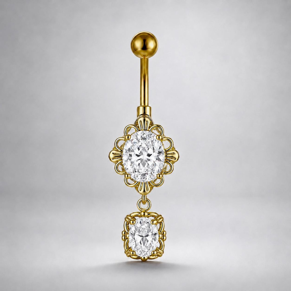 Oval Gem Titanium Belly Ring detail 6
