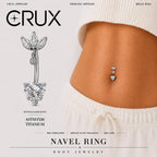Leaf Heart Titanium Belly Ring