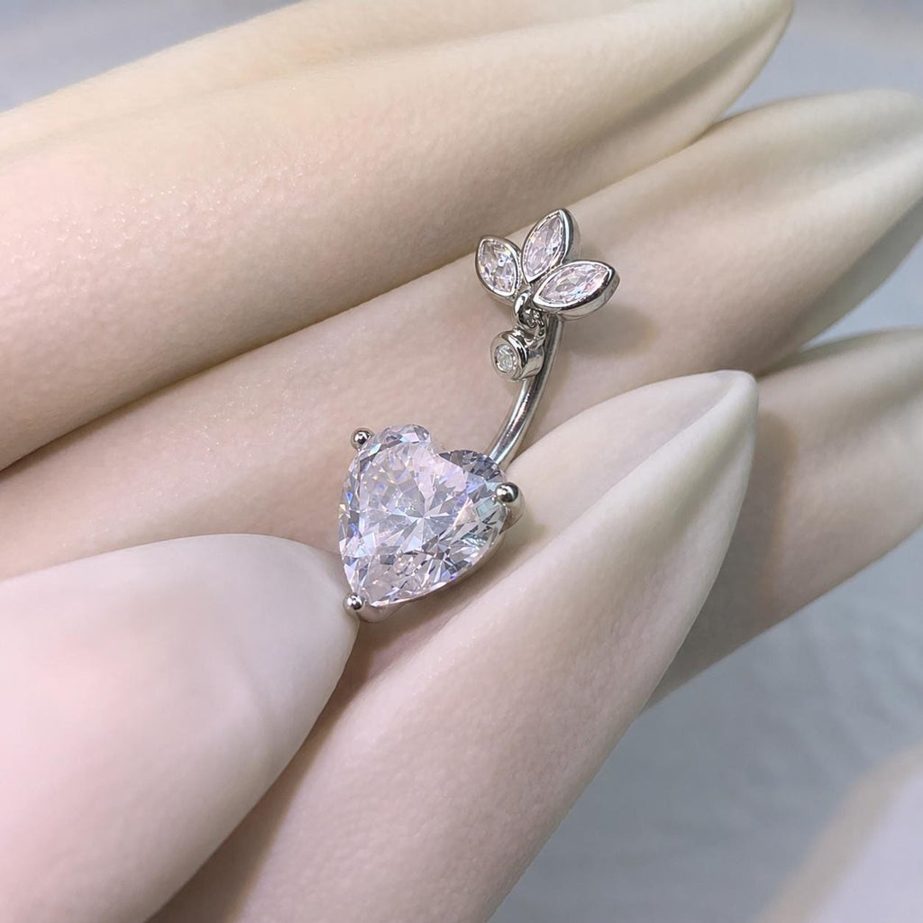 Leaf Heart Titanium Belly Ring detail 4
