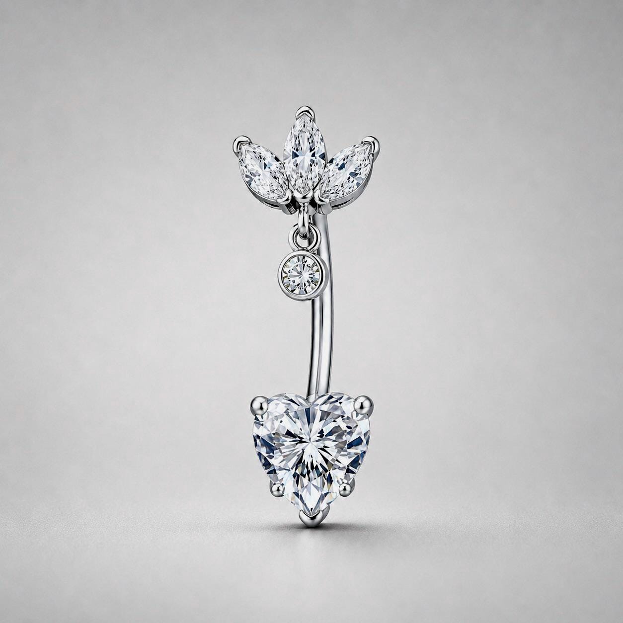 Leaf Heart Titanium Belly Ring detail 5