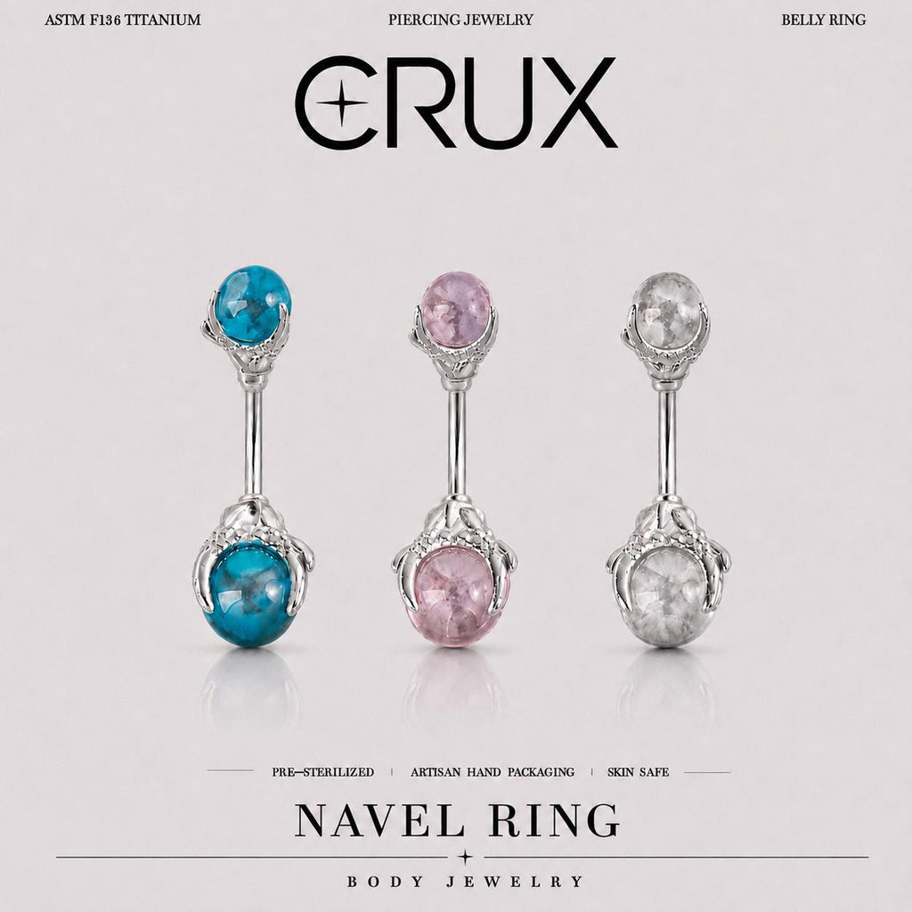 Crystal Orb Titanium Belly Ring