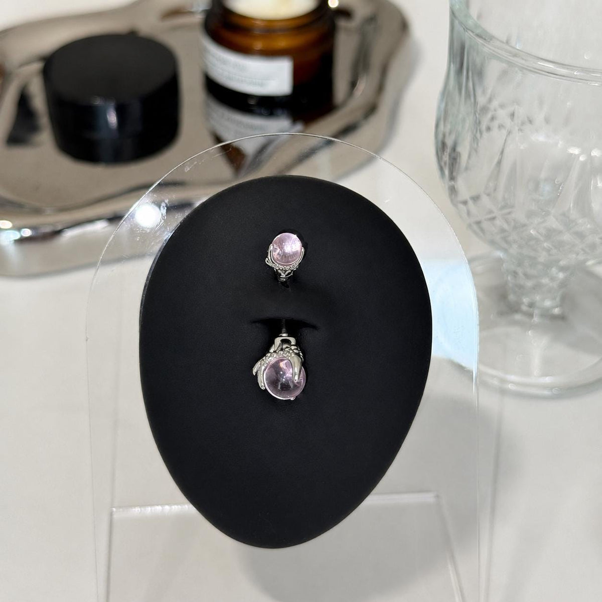 Crystal Orb Titanium Belly Ring detail 4
