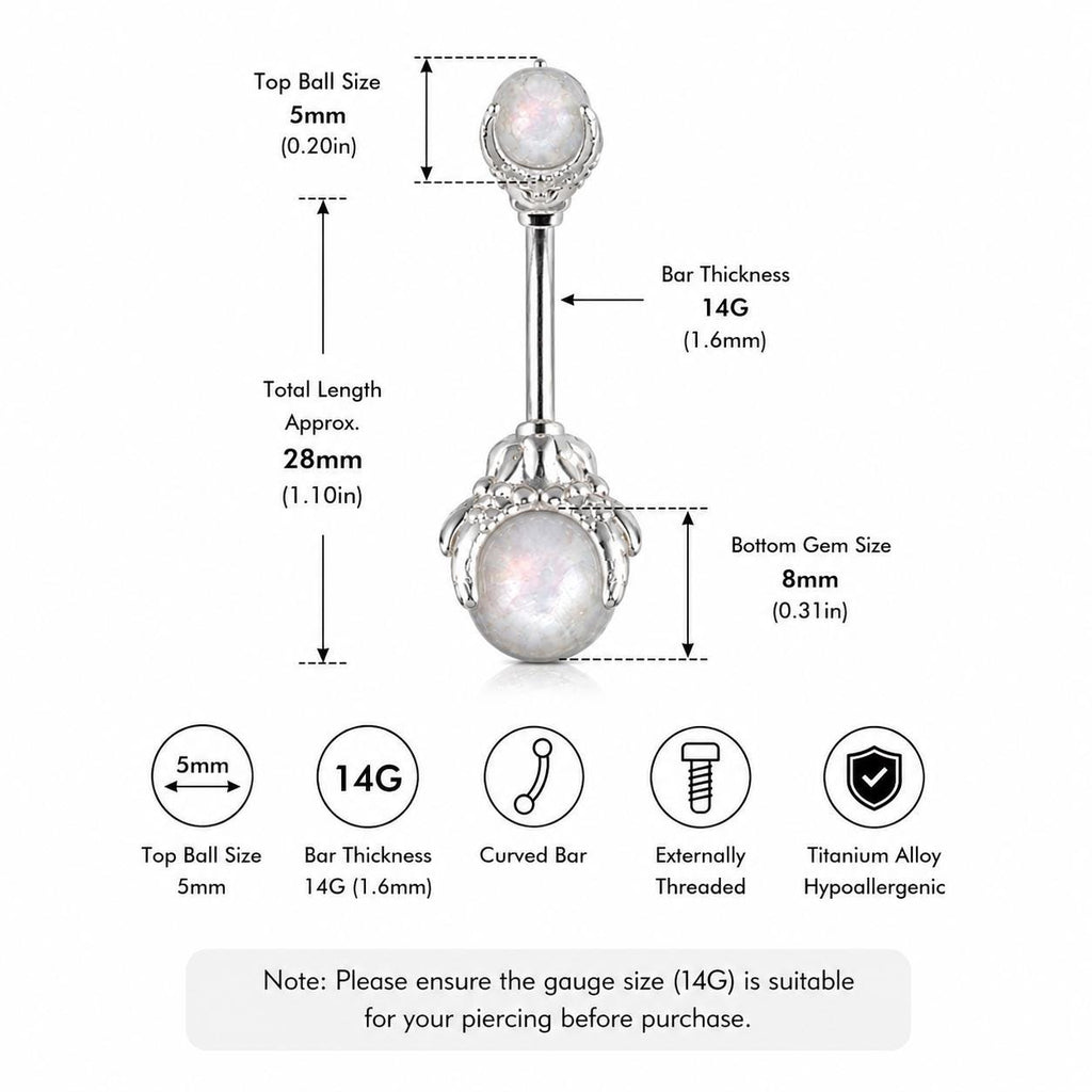 Crystal Orb Titanium Belly Ring detail 8