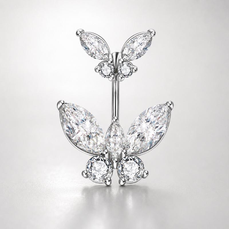 Double Butterfly Titanium Belly Ring detail 5