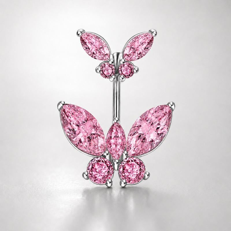 Double Butterfly Titanium Belly Ring detail 6
