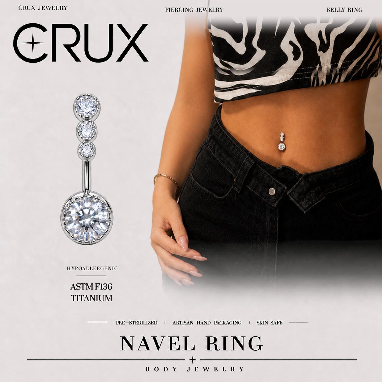 Graduated CZ Titanium Belly Ring
