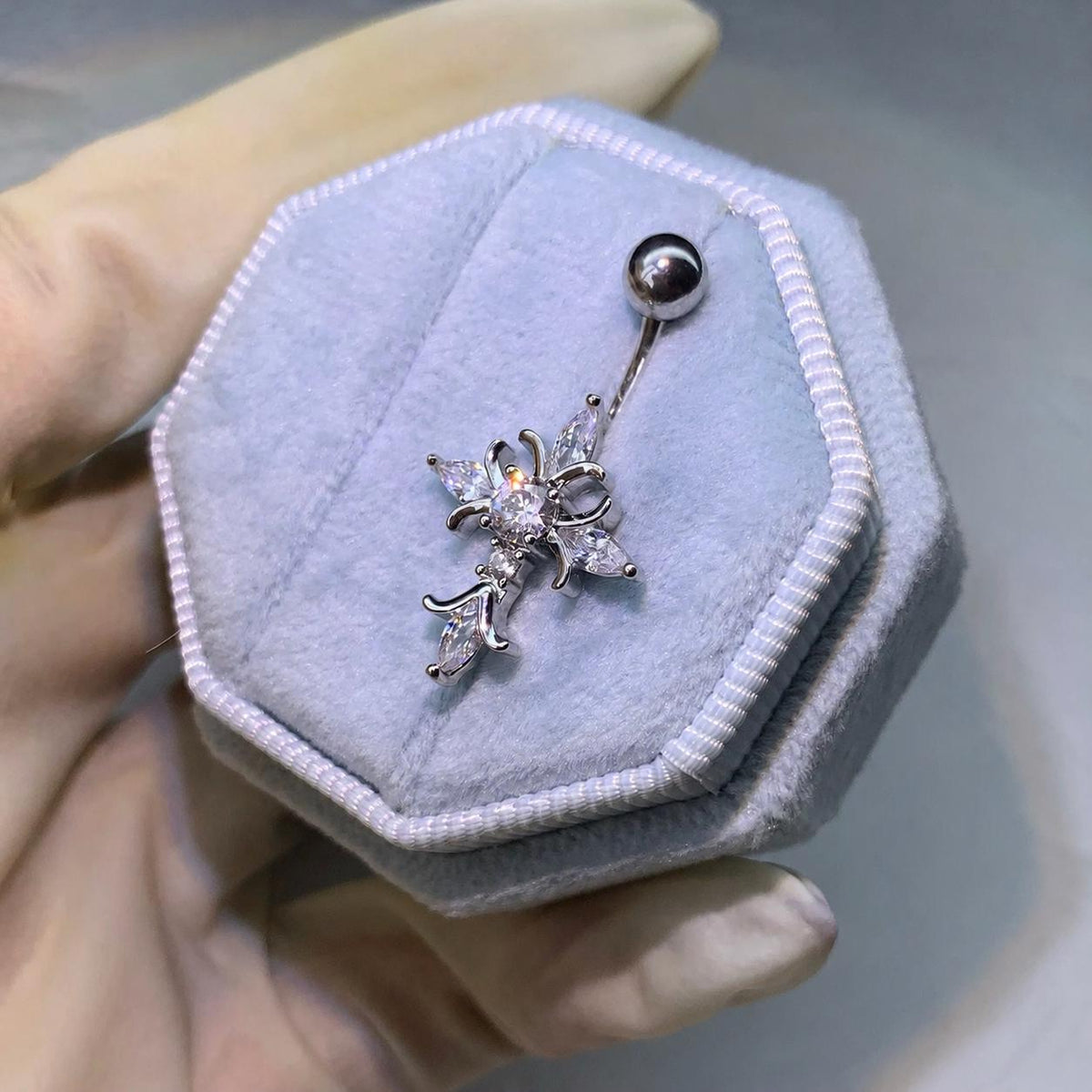 Gothic Cross Titanium Belly Ring detail 3