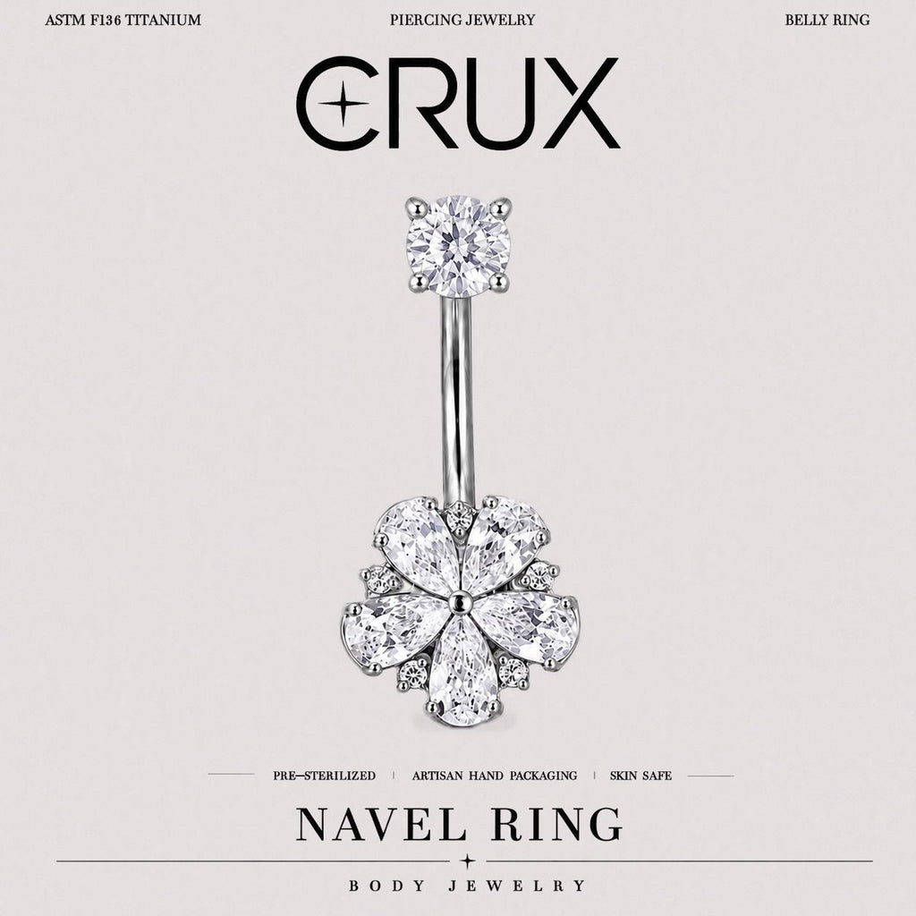 Five-Petal Flower Titanium Belly Ring