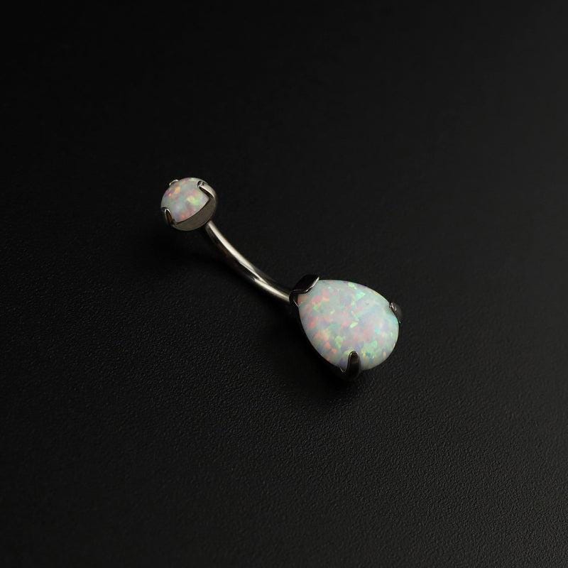 Opal Teardrop Titanium Belly Ring detail 2
