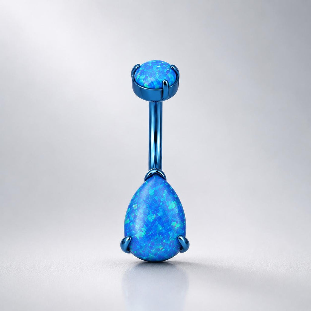 Opal Teardrop Titanium Belly Ring detail 7