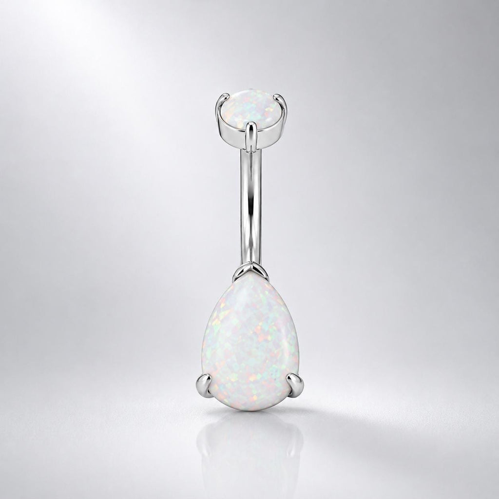 Opal Teardrop Titanium Belly Ring detail 8