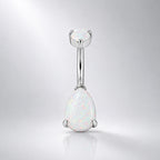Opal Teardrop Titanium Belly Ring detail 8