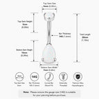 Opal Teardrop Titanium Belly Ring detail 10