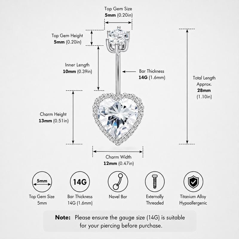 Halo Heart Titanium Belly Ring detail 6