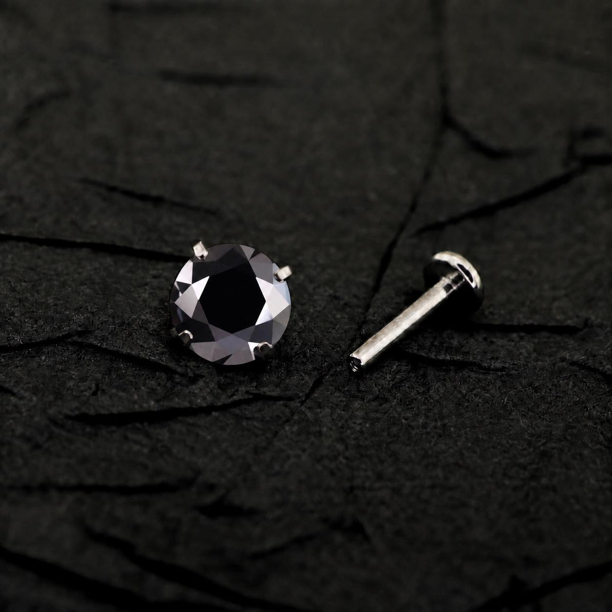 ETSY 4574939111 | IMAGE 3 | Black Moissanite Flat Back Stud