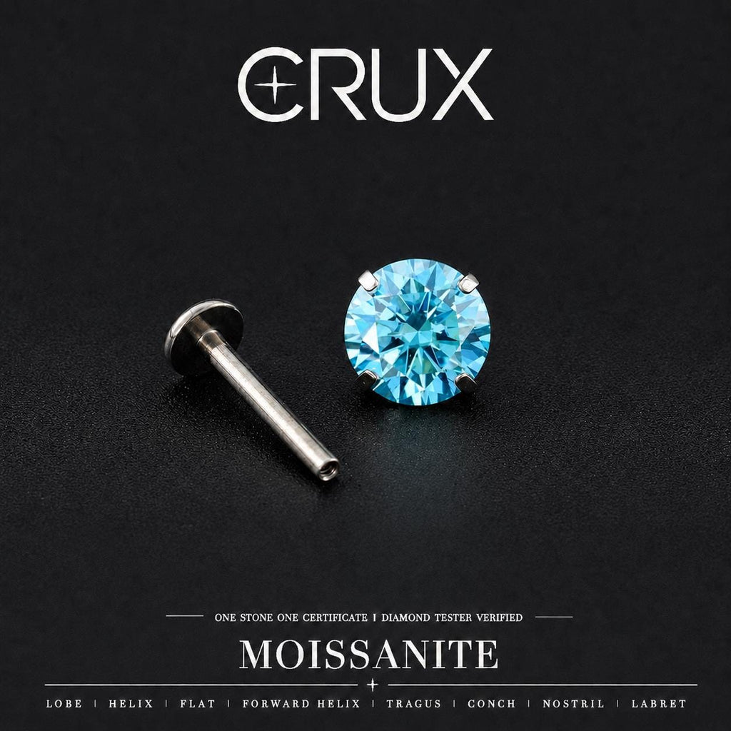 Blue Moissanite Flat Back Stud - product image 1