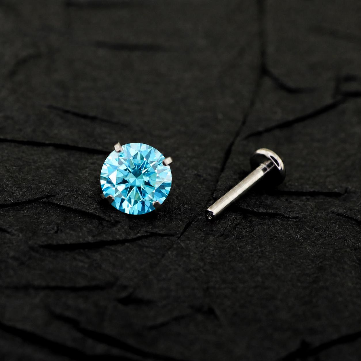 Blue Moissanite Flat Back Stud - product image 6