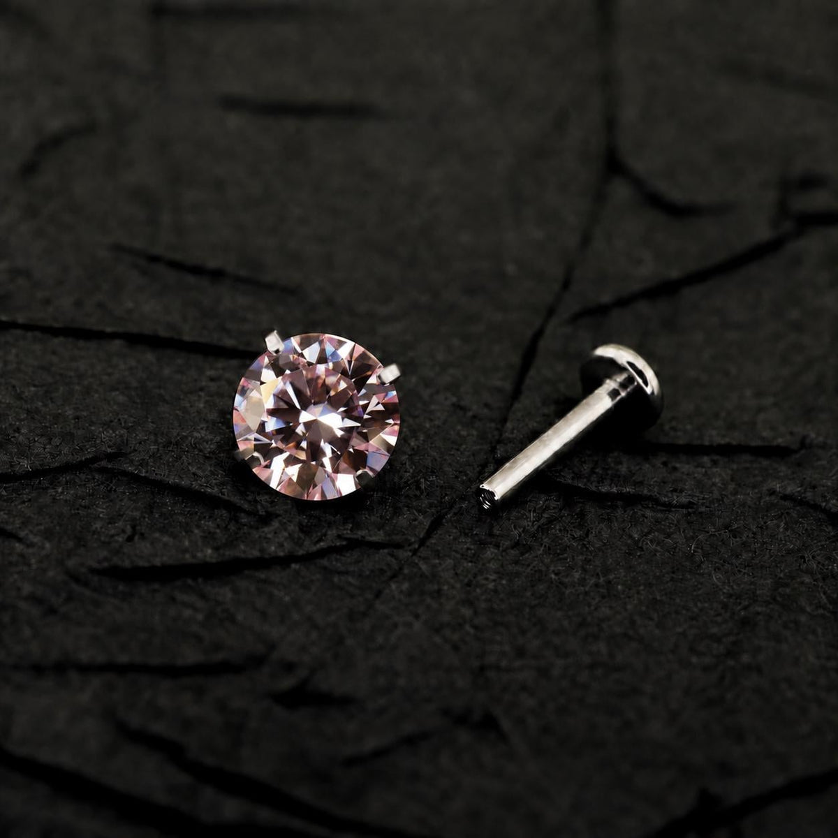 ETSY 4574941595 | IMAGE 3 | Blush Moissanite Flat Back Stud